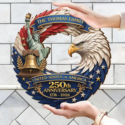 3D Effect Eagle America 250th Anniversary - Personalized Custom Shaped Wood Sign