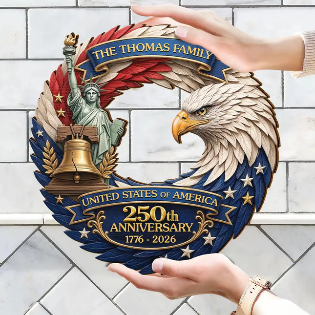 3D Effect Eagle America 250th Anniversary - Personalized Custom Shaped Wood Sign