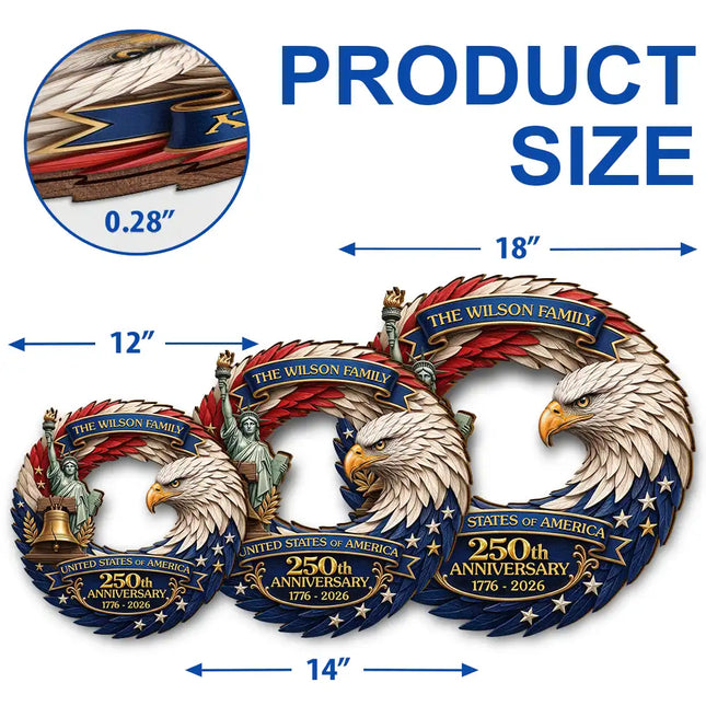 3D Effect Eagle America 250th Anniversary - Personalized Custom Shaped Wood Sign