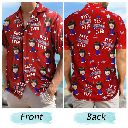 Custom Photo Stars & Stripes Best Dad Mom Grandpa Grandma Ever - Personalized Hawaiian Shirt