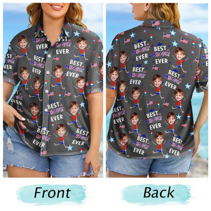 Custom Photo Stars & Stripes Best Dad Mom Grandpa Grandma Ever - Personalized Hawaiian Shirt