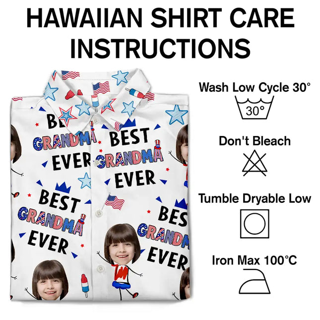 Custom Photo Stars & Stripes Best Dad Mom Grandpa Grandma Ever - Personalized Hawaiian Shirt