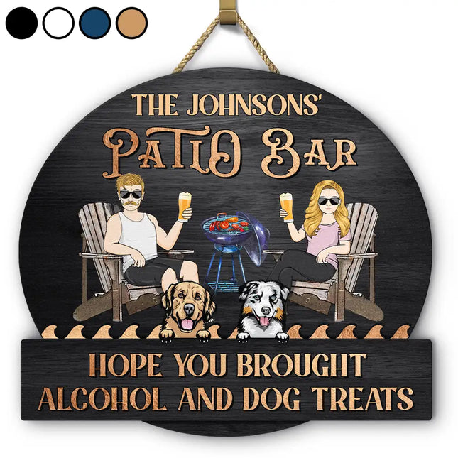 Couple Pool & Patio Bar Hope You Brought Alcohol & Dog Treats - Personalized Custom Shaped Wood Sign
