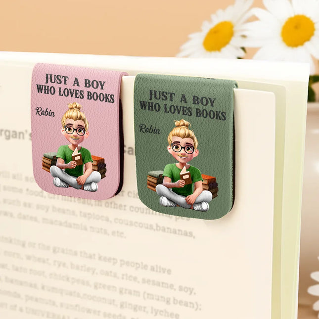 Just One More Chapter 3D Effect Reading Woman Man - Personalized Leather Magnetic Bookmark
