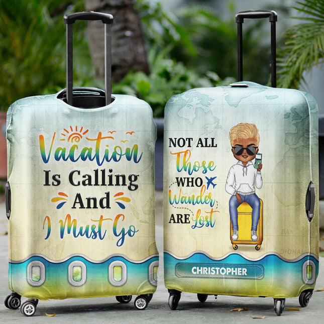 Just A Girl Boy Chibi Who Loves Traveling - Personalized Custom Luggage Cover
