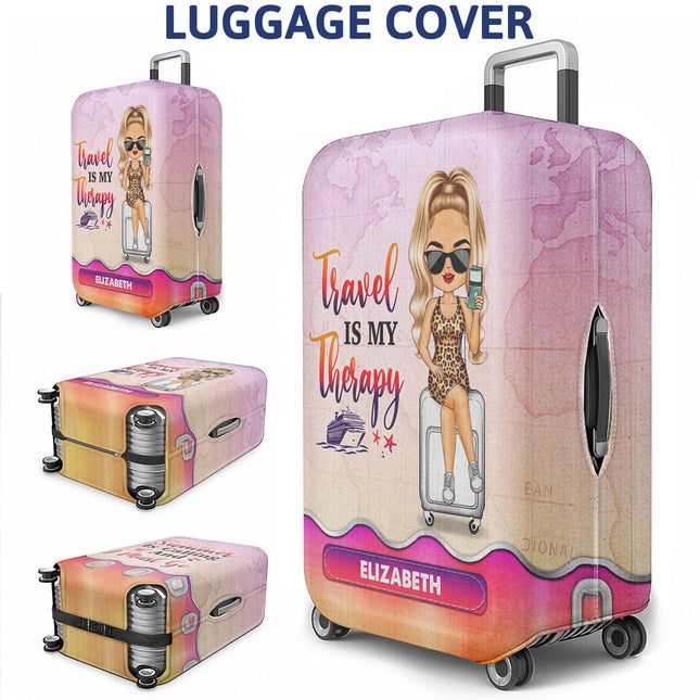 Just A Girl Boy Chibi Who Loves Traveling - Personalized Custom Luggage Cover