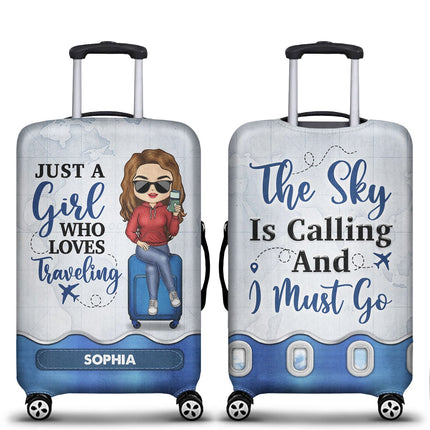 Just A Girl Boy Chibi Who Loves Traveling - Personalized Custom Luggage Cover