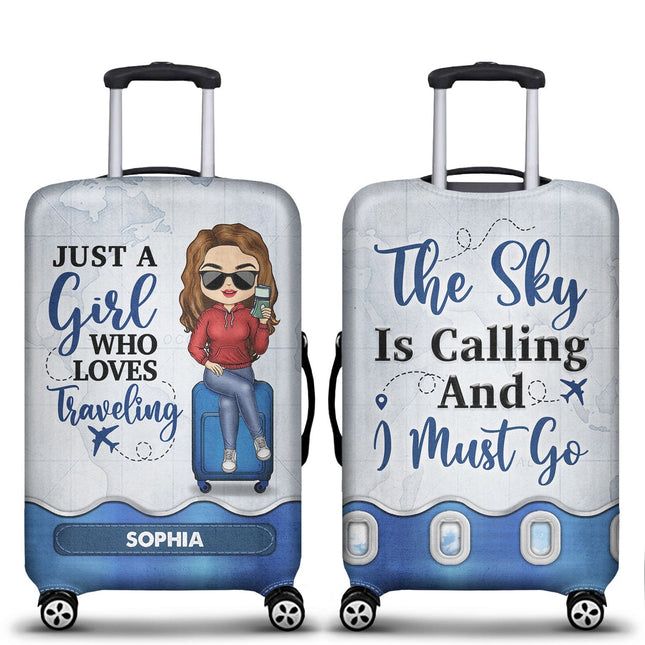 Just A Girl Boy Chibi Who Loves Traveling - Personalized Custom Luggage Cover