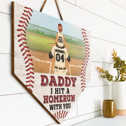 Dad We Hit A Homerun With You - Gift For Family, Father - Personalized Custom Shaped Wood Sign