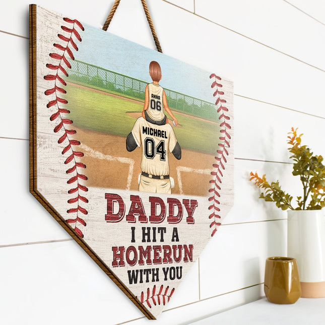 Dad We Hit A Homerun With You - Gift For Family, Father - Personalized Custom Shaped Wood Sign