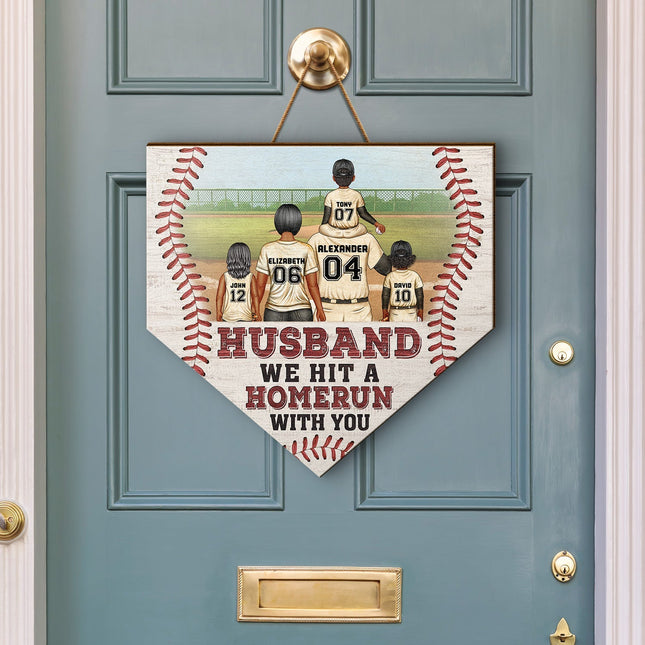 Dad We Hit A Homerun With You - Gift For Family, Father - Personalized Custom Shaped Wood Sign