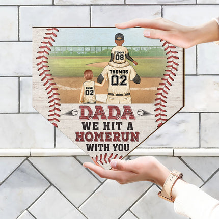 Dad We Hit A Homerun With You - Gift For Family, Father - Personalized Custom Shaped Wood Sign