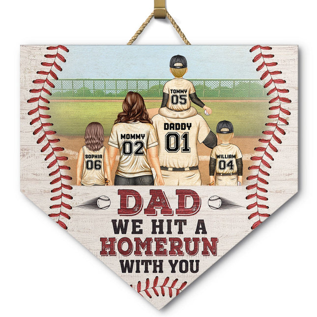 Dad We Hit A Homerun With You - Gift For Family, Father - Personalized Custom Shaped Wood Sign