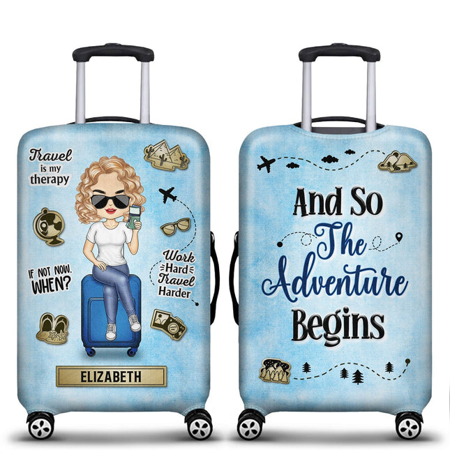 And So The Adventure Begins - Personalized Custom Luggage Cover