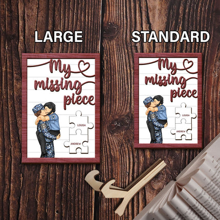 My Missing Piece Kissing Couple Occupation - Personalized 2-Layered Wooden Plaque With Stand