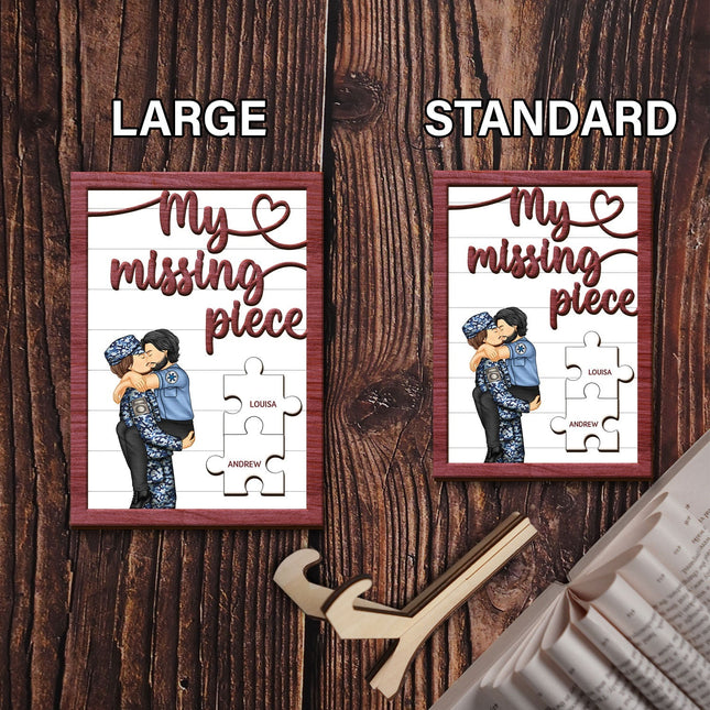 My Missing Piece Kissing Couple Occupation - Personalized 2-Layered Wooden Plaque With Stand