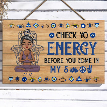 Please Be Mindful Of The Energy You Bring Into This Space - Personalized Wood Rectangle Sign