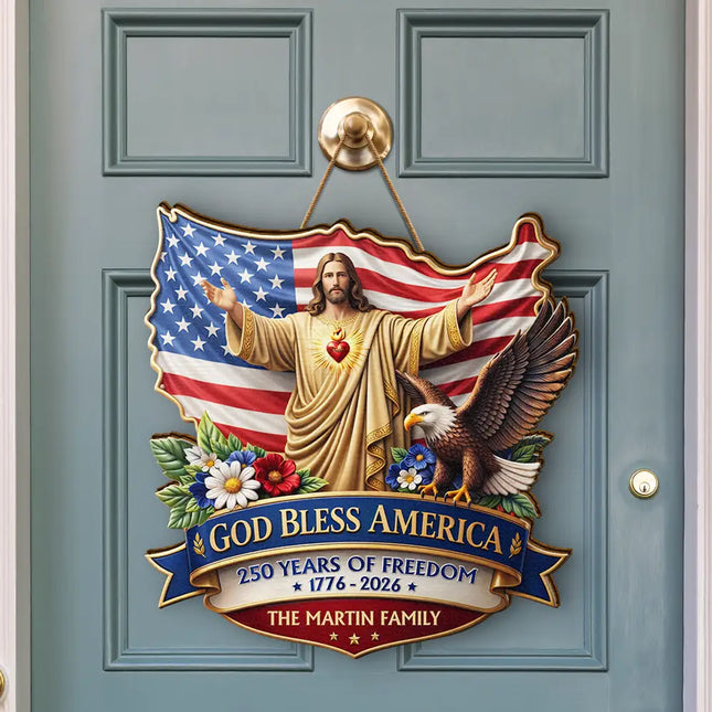 3D Effect God Bless America - Personalized Custom Shaped Wood Sign