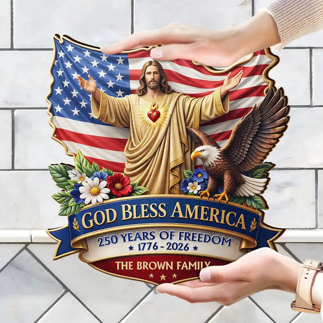 3D Effect God Bless America - Personalized Custom Shaped Wood Sign