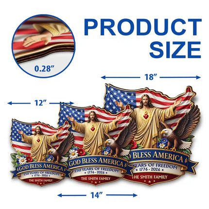 3D Effect God Bless America - Personalized Custom Shaped Wood Sign
