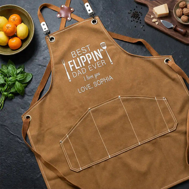 The Grillfather Best Flipping Dad Ever - Personalized Embroidered Apron