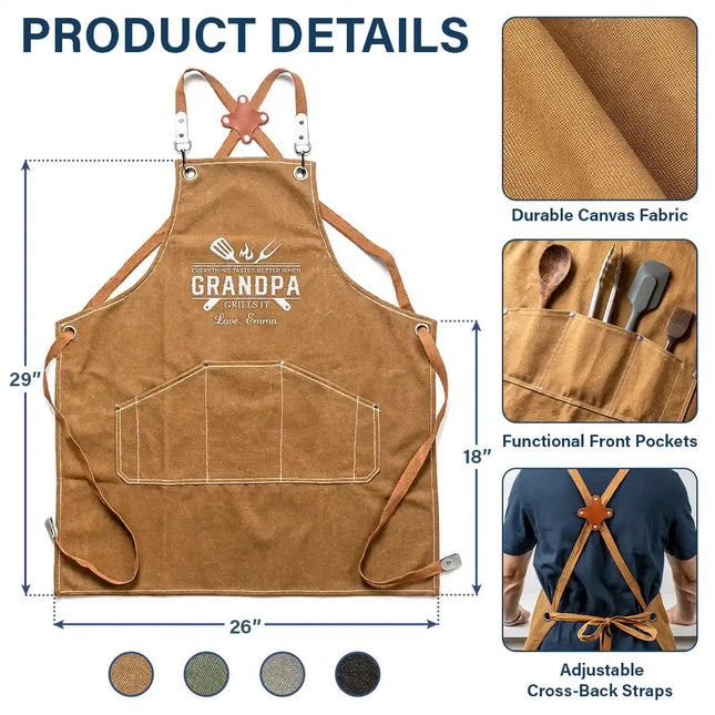 The Grillfather Best Flipping Dad Ever - Personalized Embroidered Apron