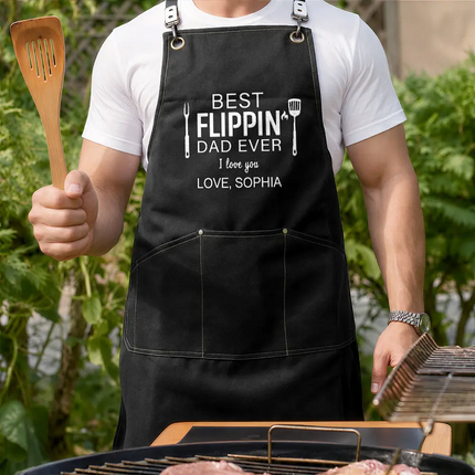 The Grillfather Best Flipping Dad Ever - Personalized Embroidered Apron