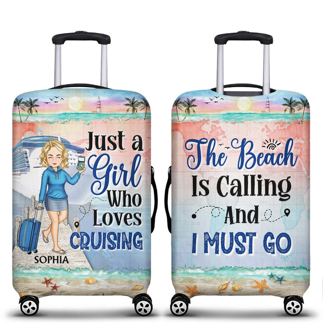 Just A Girl Boy Who Loves Cruising - Personalized Custom Luggage Cover