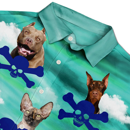 Custom Photo Funny Family Pet Face Color Sunset - Personalized Custom Hawaiian Shirt