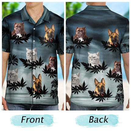 Custom Photo Funny Family Pet Face Color Sunset - Personalized Custom Hawaiian Shirt