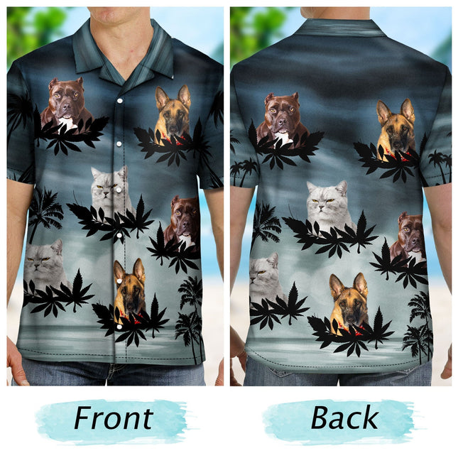 Custom Photo Funny Family Pet Face Color Sunset - Personalized Custom Hawaiian Shirt