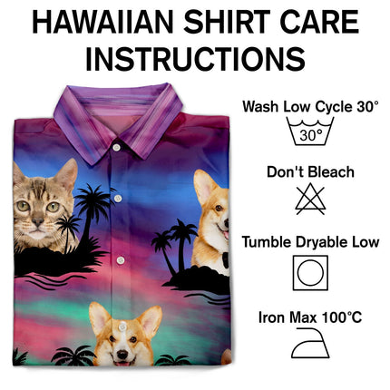 Custom Photo Funny Family Pet Face Color Sunset - Personalized Custom Hawaiian Shirt