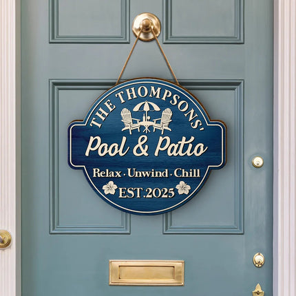 Welcome To Our Backyard Oasis - Personalized Custom Shaped Wood Sign