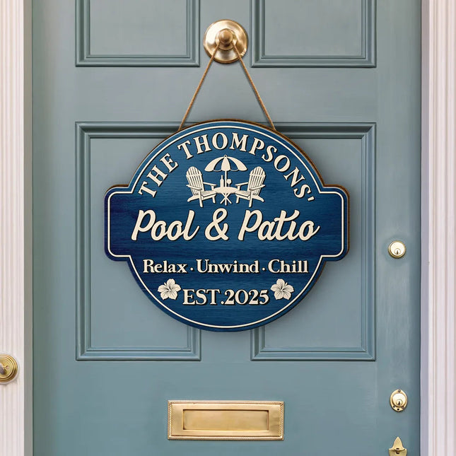 Welcome To Our Backyard Oasis - Personalized Custom Shaped Wood Sign