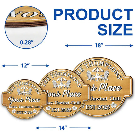 Welcome To Our Backyard Oasis - Personalized Custom Shaped Wood Sign