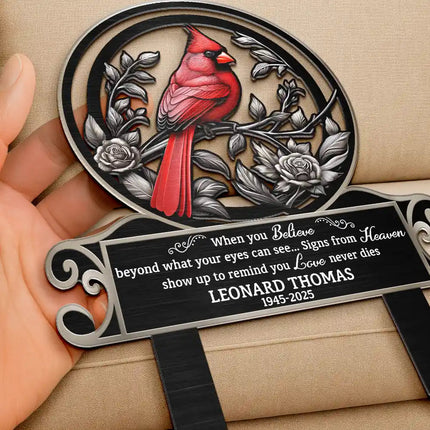 When Cardinals Appear - Personalized Metal Garden Stake