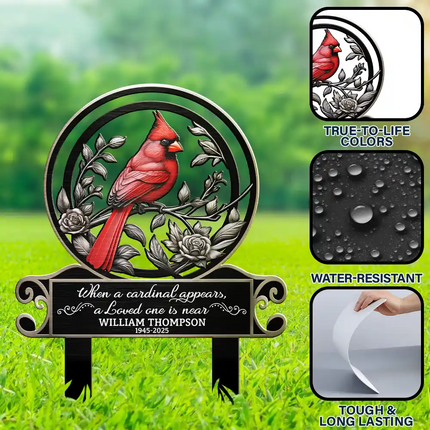 When Cardinals Appear - Personalized Metal Garden Stake