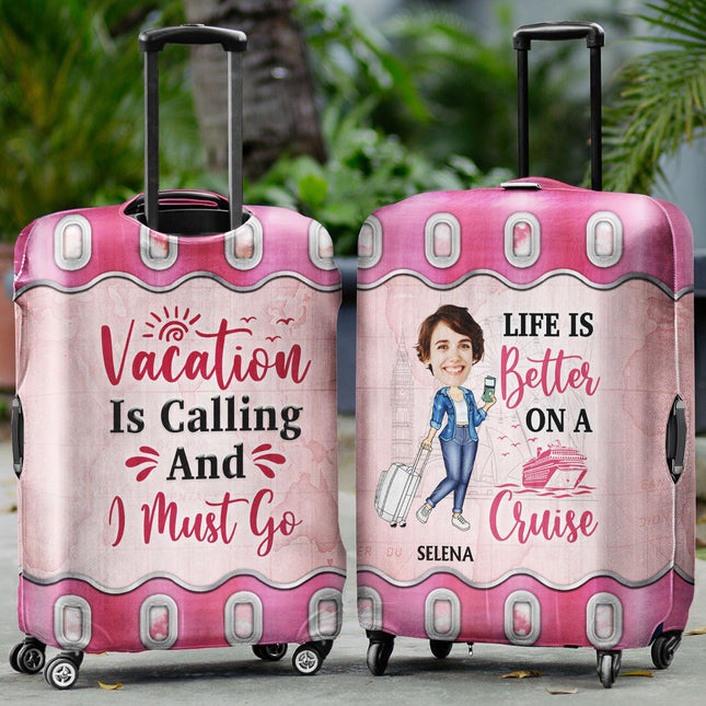 Custom Photo Just A Girl Boy Who Loves Traveling Cruising - Personalized Custom Luggage Cover