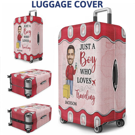 Custom Photo Just A Girl Boy Who Loves Traveling Cruising - Personalized Custom Luggage Cover