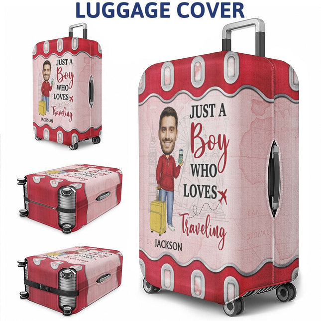 Custom Photo Just A Girl Boy Who Loves Traveling Cruising - Personalized Custom Luggage Cover