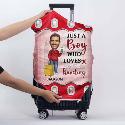 Custom Photo Just A Girl Boy Who Loves Traveling Cruising - Personalized Custom Luggage Cover
