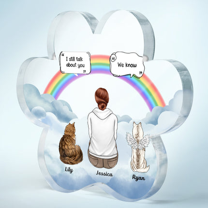 I Miss You - Memorial Gift For Pet Lovers - Personalized Paw Shaped Acrylic Plaque
