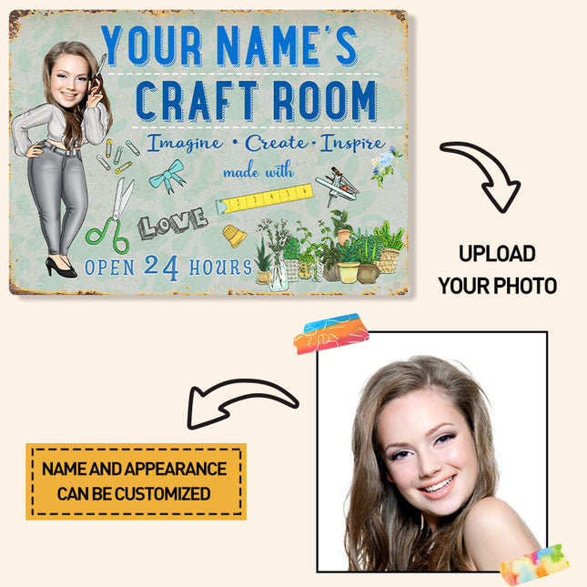 Custom Photo Craft Room Personalized Metal Sign - Gifts For Sewers - Birthday Gift Sewing Lover