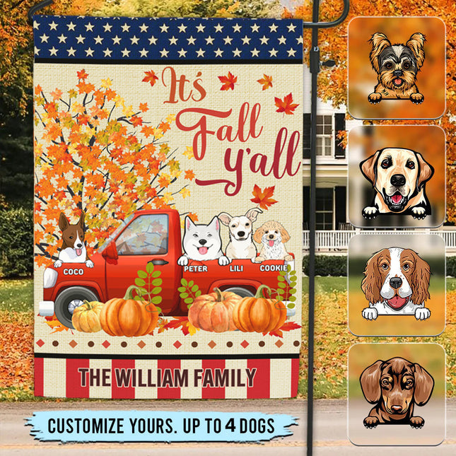 Pumpkin Truck Welcome Fall Personalized Dog Garden Flag, Autumn Fall
