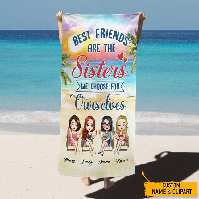 Best Friends Are The Sisters Hawaiian Beach Towel