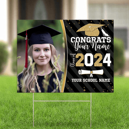 Congrats Class of 2026 Custom Image Yard Sign - Graduation Day, Senior Gift