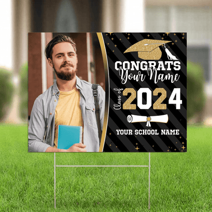 Congrats Class of 2026 Custom Image Yard Sign - Graduation Day, Senior Gift