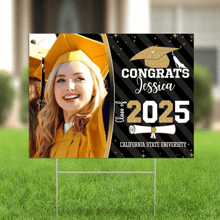 Congrats Class of 2026 Custom Image Yard Sign - Graduation Day, Senior Gift