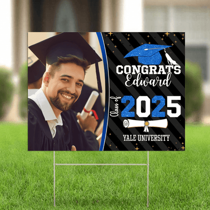 Congrats Class of 2026 Custom Image Yard Sign - Graduation Day, Senior Gift