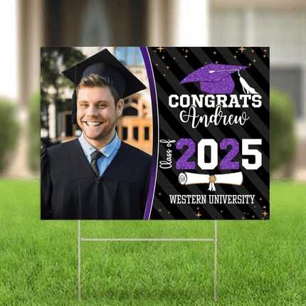 Congrats Class of 2026 Custom Image Yard Sign - Graduation Day, Senior Gift